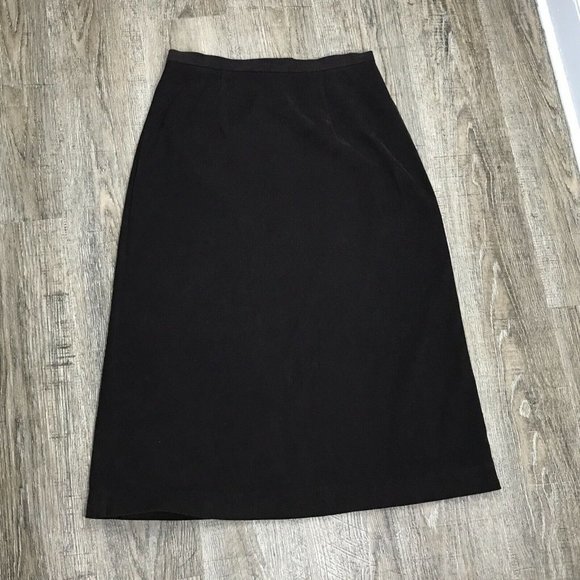 First Option Classy Career Straight Brown Midi Skirt ~ Sz 8P ~ Stretch Waist - Picture 2 of 4